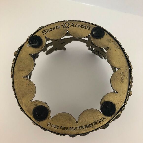 Scents & Accents Fine Pewter Scarecrow Fall Harvest Candle Holder 1998 USA - Picture 6 of 6